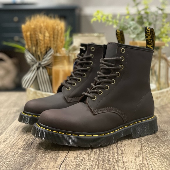 Dr. Martens 1460 Snowplow Cocoa Brown Leather Boots - Picture 2 of 16